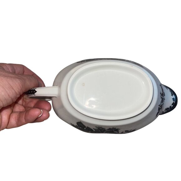 Johnson Brothers Asiatic Pheasant Black Gravy Boat And Saucer - Picture 5 of 7